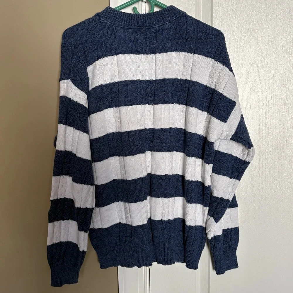 Stefano Man Men’s 100% Cotton Striped Crewneck Sweater. Size Medium.